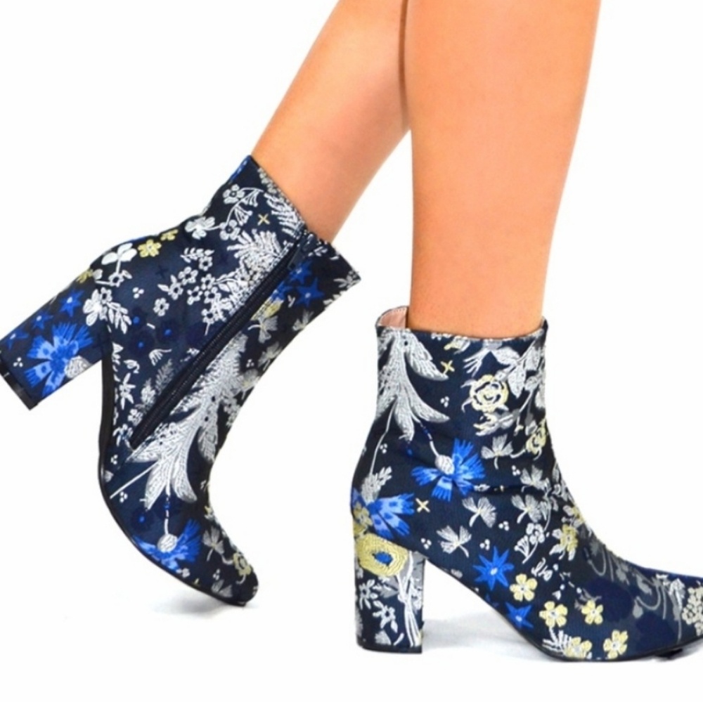 Embroidered Ankle Boots